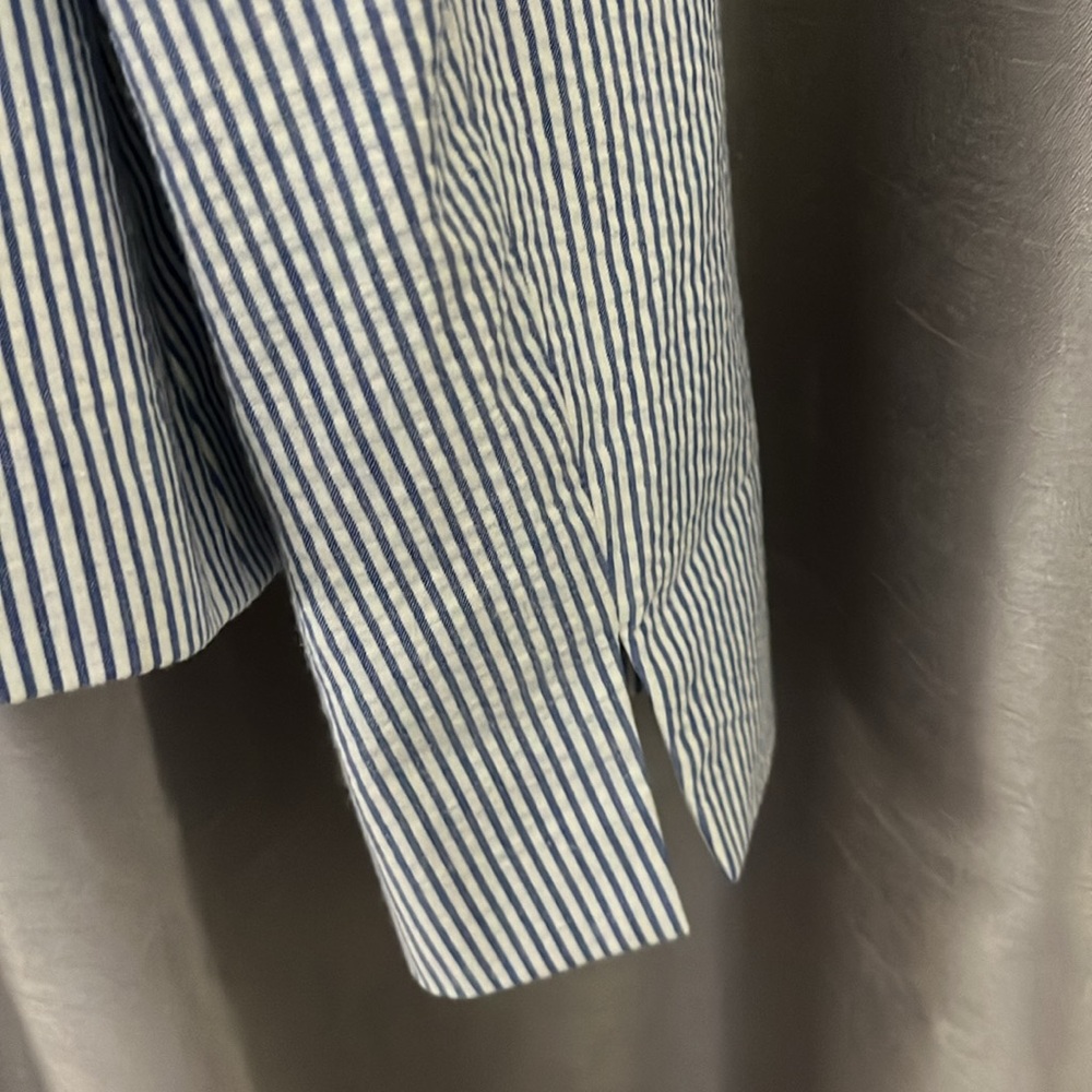 Brooks Brothers 2 seersucker white blu stripes blazer 2 metal white buttons - Picture 11 of 14